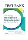 TEST BANK FOR NURSING DELEGATION AND MANAGEMENT OF PATIENT CARE 2ND EDITION BY MOTACKI