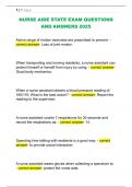 NURSE AIDE STATE EXAM QUESTIONS  AND ANSWERS 2025