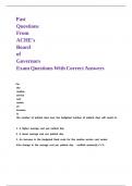 Past Questions From ACHE-s Board of Governors Exam Questions With Correct Answers