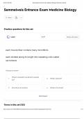 Semmelweis Entrance Exam Medicine Biology  Questions And Answers &vert; Updated Solutions &vert; 100&percnt; Correct Answers