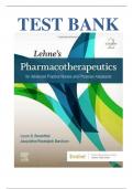 Test Bank for lehne's Pharmacotherapeutics for Advanced Practice Nurses and Physician Assistants 2nd Edition by Laura D&period; Rosenthal &lpar;All chapters covered&rpar; &lpar;Complete Guide with answers&rpar; &lpar;Graded A&plus;&rpar;