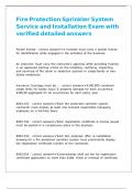 Fire Protection Sprinkler System Service and Installation Exam with verified detailed answers