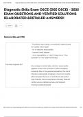 Diagnostic Skills Exam OSCE &lpar;DSE OSCE&rpar; - 2025 EXAM QUESTIONS AND VERIFIED SOLUTIONS &vert;ELABORATED &DETAILED ANSWERS&excl;&excl;