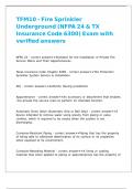 TFM10 NFPA 24 Exam with verified detailed solutions