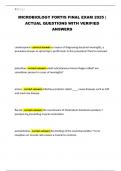 MICROBIOLOGY FORTIS FINAL EXAM 2025 &vert; ACTUAL QUESTIONS WITH VERIFIED ANSWERS