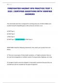 FIREFIGHTER HAZMAT OPS PRACTICE TEST 1 2025 &vert; CERTIFIED QUESTIONS WITH VERIFIED ANSWERS