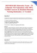2025 HESI RN Maternity Exam &ndash; 70 Authentic NGN Questions with 100&percnt; Verified Answers & Detailed Obstetric Nursing Rationales &vert; A&plus; Graded