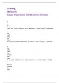Nursing Research Exam 1 Questions With Correct Answers&period;