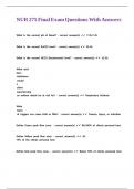 NUR 275 Final Exam Questions With Answers&period;