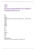 NUR 2459 Rasmussen Mental Health Exam 1 Modules 1-3 Questions With Answers