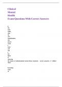Clinical Mental Health Exam Questions With Correct Answers