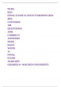 NURS 6521 FINAL EXAM 3 LATEST VERSIONS 2024-2025 CONTAINS 100 QUESTIONS AND CORRECT ANSWERS NURS 6521N WEEK 11 FINAL EXAM ALREADY GRADED A&plus; WALDEN UNIVERSITY 