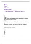 NURS 6521N Advanced Pharmacology Week 1 Questions With Correct Answers