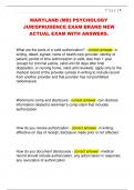 MARYLAND &lpar;MD&rpar; PSYCHOLOGY  JURISPRUDENCE EXAM BRAND NEW  ACTUAL EXAM WITH ANSWERS&period; 