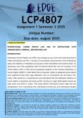 LCP4807 Assignment 1 &lpar;ANSWERS&rpar; Semester 2 2025 - DISTINCTION GUARANTEED