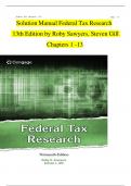 Solution Manual Federal Tax Research  12th Edition by Roby Sawyers&comma; Steven Gill  Chapters 1 -13