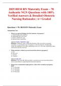 2025 HESI RN Maternity Exam &ndash; 70 Authentic NGN Questions with 100&percnt; Verified Answers & Detailed Obstetric Nursing Rationales &vert; A&plus; Graded