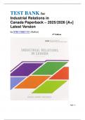 TEST BANK for Industrial Relations in Canada Paperback &ndash; 2025&sol;2026 &lbrack;A&plus;&rsqb; Latest Version by 9780176891701 &lpar;Author&rpar;