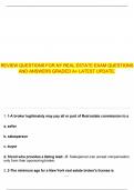 REVIEW QUESTIONS FOR NY REAL ESTATE EXAM QUESTIONS AND ANSWERS GRADED A&plus; LATEST UPDATE&period;