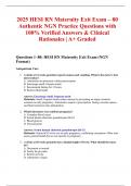 2025 HESI RN Maternity Exit Exam &ndash; 80 Authentic NGN Practice Questions with 100&percnt; Verified Answers & Clinical Rationales &vert; A&plus; Graded