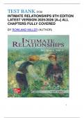 TEST BANK FOR INTIMATE RELATIONSHIPS 9TH EDITION LATEST VERSION 2025&sol;2026 &lbrack;A&plus;&rsqb; ALL CHAPTERS FULLY COVERED BY ROWLAND MILLER &lpar;AUTHOR&rpar;