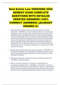 Real Estate Law VERSIONS 2025 NEWEST EXAM COMPLETE QUESTIONS WITH DETAILED VERIFIED ANSWERS &lpar;100&percnt; CORRECT ANSWERS&rpar; &vert;&vert;ALREADY GRADED A&plus;