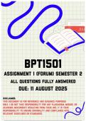 BPT1501 Assignment 1 &lpar;Forum&rpar; Semester 2 Memo &vert; Due 11 August 2025