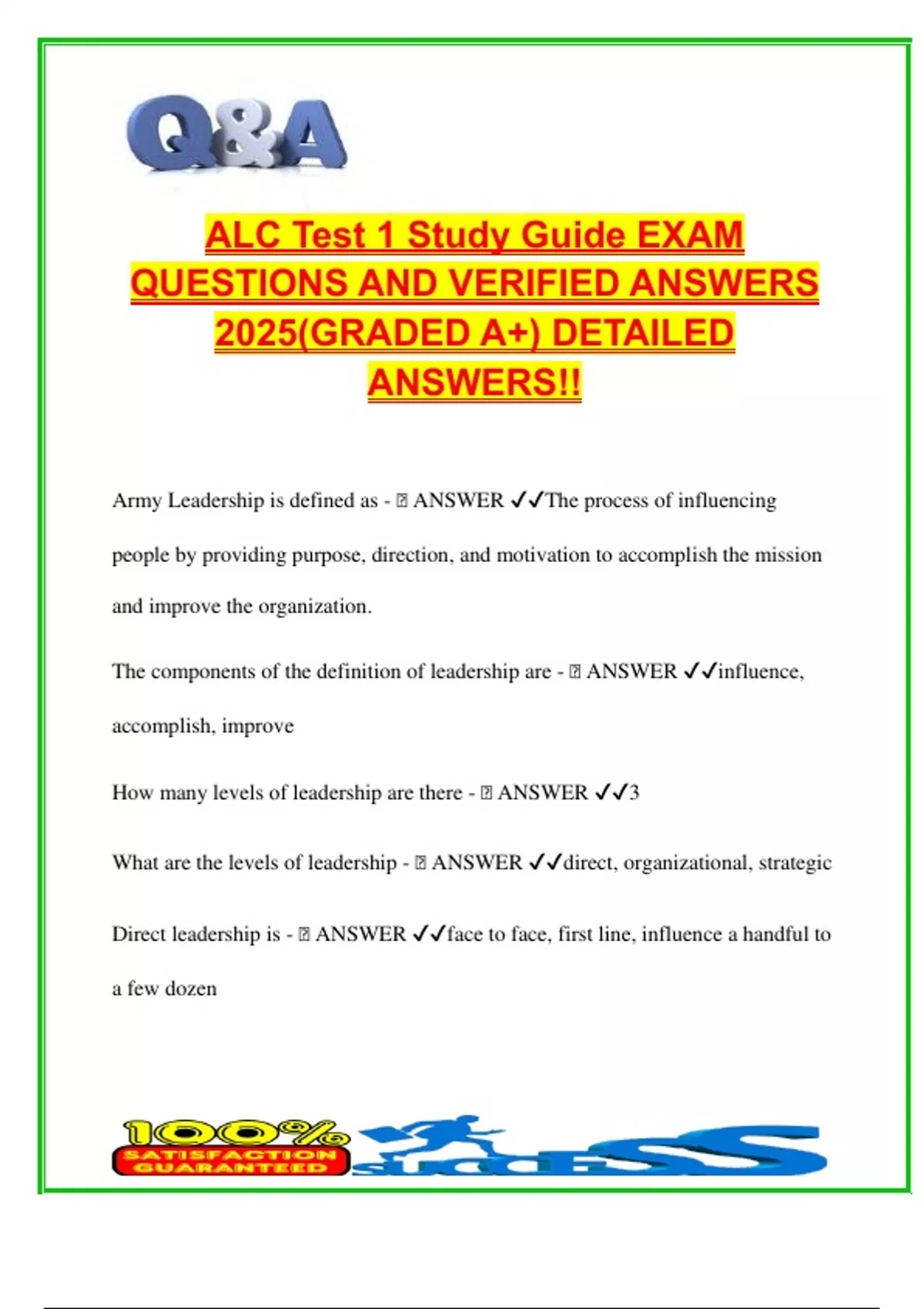 ALC Test 1 Study Guide 2025 – 200+ Verified Questions & Correct Answers ...