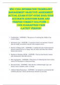 WGU C954 Information Technology  Management OBJECTIVE ASSESSMENT  ACTUAL EXAM STUDY GUIDE 2025&sol;2026  ACCURATE QUESTIONS BANK AND  VERIFIED CORRECT SOLUTIONS &vert;&vert;  100&percnt; GUARANTEED PASS  <LATEST VERSION>   