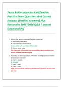 Texas Boiler Inspector Certification  Practice Exam Questions And Correct  Answers &lpar;Verified Answers&rpar; Plus  Rationales 2025&vert;2026 Q&A &vert; Instant  Download Pdf