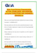 State Truck Driving Championship Actual Exam 2025 &ndash; 150&plus; Verified Questions & Correct Answers &vert; Trucking History&comma; Safety&comma; Regulations&comma; Hazardous Materials&comma; Emergency Procedures & DOT Compliance