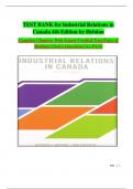 TEST BANK for Industrial Relations in Canada 4th Edition by Hebdon Complete Chapters With Expert Verified True&sol;False & Multiple Choice Questions&vert; A&plus; PASS