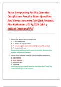 Texas Composting Facility Operator  Certification Practice Exam Questions  And Correct Answers &lpar;Verified Answers&rpar;  Plus Rationales 2025&vert;2026 Q&A &vert;  Instant Download Pdf 