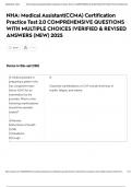 NHA&colon; Medical Assistant&lpar;CCMA&rpar; Certification Practice Test 2&period;0 COMPREHENSIVE QUESTIONS WITH MULTIPLE CHOICES &vert;VERIFIED & REVISED ANSWERS &lpar;NEW&rpar; 2025