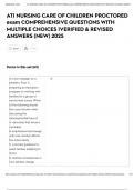 ATI NURSING CARE OF CHILDREN PROCTORED exam COMPREHENSIVE QUESTIONS WITH MULTIPLE CHOICES &vert;VERIFIED & REVISED ANSWERS &lpar;NEW&rpar; 2025