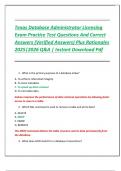Texas Database Administrator Licensing  Exam Practice Test Questions And Correct  Answers &lpar;Verified Answers&rpar; Plus Rationales  2025&vert;2026 Q&A &vert; Instant Download Pdf 