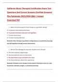 California Music Therapist Certification Exam Test  Questions And Correct Answers &lpar;Verified Answers&rpar;  Plus Rationales 2025&sol;2026 Q&A &vert; Instant  Download Pdf