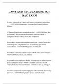 LAWS AND REGULATIONS FOR QAC EXAM QUESTIONS AND ANSWERS 2025