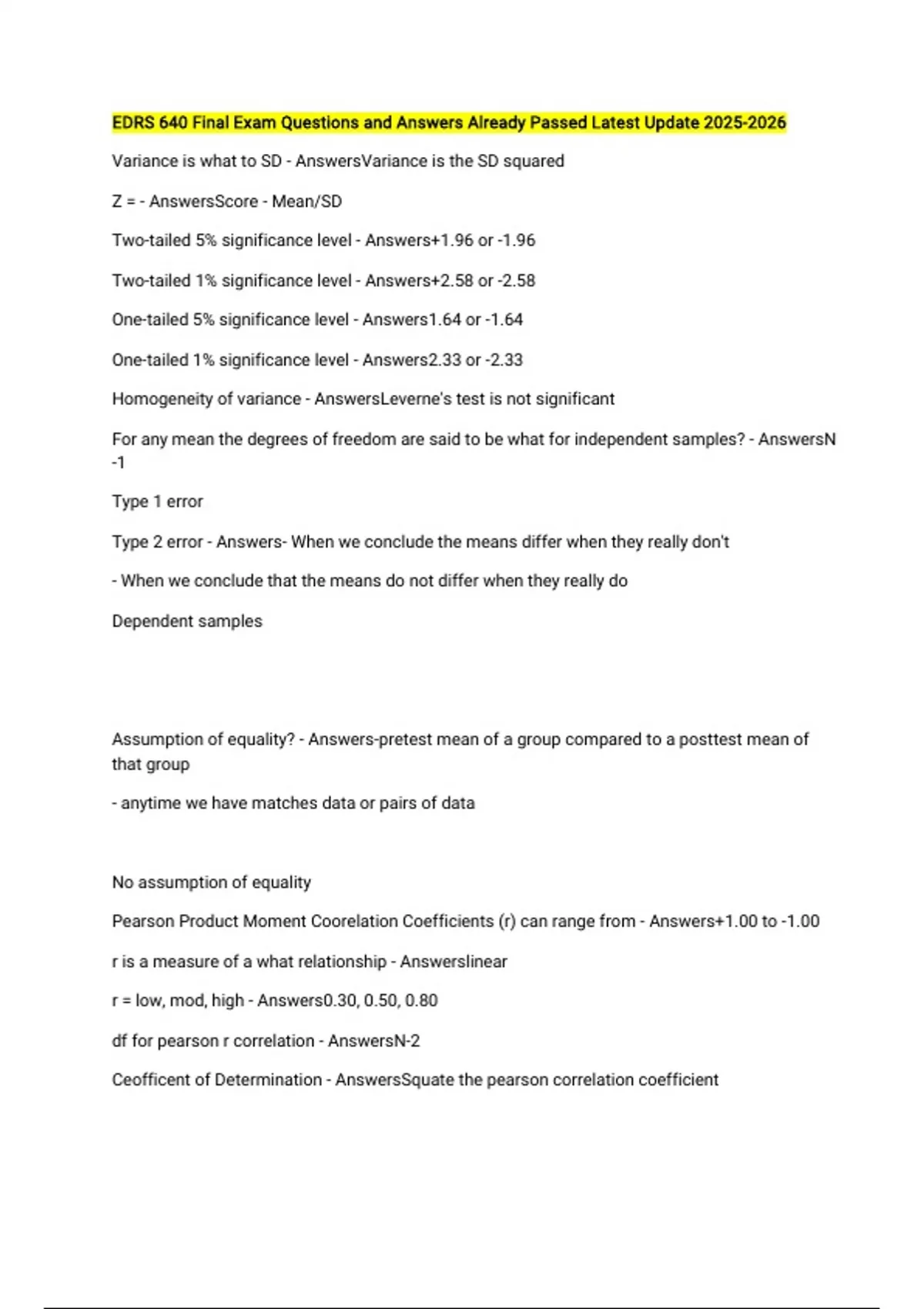 EDRS 640 Final Exam Questions and Answers Already Passed Latest Update ...