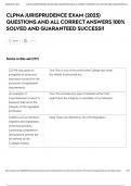 CLPNA JURISPRUDENCE EXAM &lpar;2025&rpar; QUESTIONS AND ALL CORRECT ANSWERS 100&percnt; SOLVED AND GUARANTEED SUCCESS&excl;&excl;