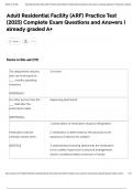 Adult Residential Facility &lpar;ARF&rpar; Practice Test &lpar;2025&rpar; Complete Exam Questions and Answers &vert; already graded A&plus;