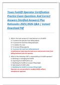 Texas Forklift Operator Certification  Practice Exam Questions And Correct  Answers &lpar;Verified Answers&rpar; Plus  Rationales 2025&vert;2026 Q&A &vert; Instant  Download Pdf