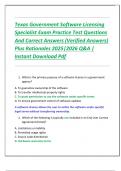 Texas Government Software Licensing  Specialist Exam Practice Test Questions  And Correct Answers &lpar;Verified Answers&rpar;  Plus Rationales 2025&vert;2026 Q&A &vert;  Instant Download Pdf