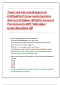 Texas Lead Abatement Supervisor  Certification Practice Exam Questions  And Correct Answers &lpar;Verified Answers&rpar;  Plus Rationales 2025&vert;2026 Q&A &vert;  Instant Download Pdf