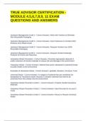 TRUE ADVISOR CERTIFICATION - MODULE 4&period;5&comma;6&comma;7&comma;8&comma;9&comma; 11 EXAM QUESTIONS AND ANSWERS