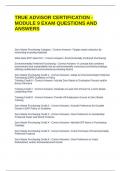 TRUE ADVISOR CERTIFICATION - MODULE 9 EXAM QUESTIONS AND ANSWERS