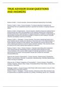 TRUE ADVISOR EXAM QUESTIONS AND ANSWERS
