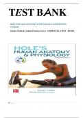 TEST BANK HOLE'S HUMAN ANATOMY & PHYSIOLOGY 16TH EDITION  AUTHOR&semi; Charles Welsh & Cynthia Prentice-Craver  COMPLETE LATEST   BANKS