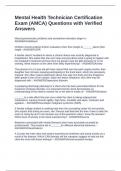 Mental Health Technician Certification Exam &lpar;AMCA&rpar; Questions with Verified Answers