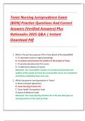 Texas Nursing Jurisprudence Exam  &lpar;BON&rpar; Practice Questions And Correct  Answers &lpar;Verified Answers&rpar; Plus  Rationales 2025 Q&A &vert; Instant  Download Pdf